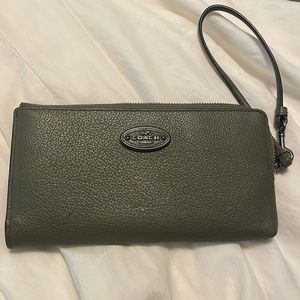 Green leather Coach wallet